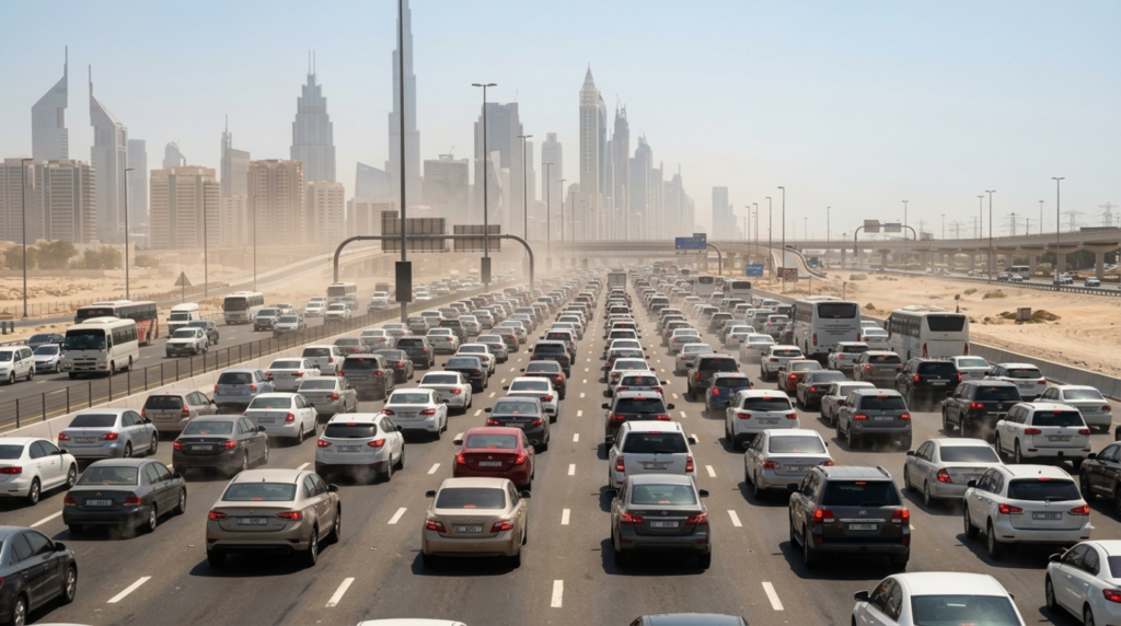 Dubai heat and traffic that accelerate car gearbox and transmission wear